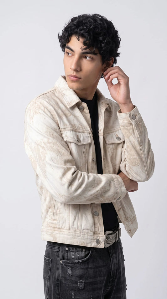 OFF-WHITE TEXTURED DENIM JACKET