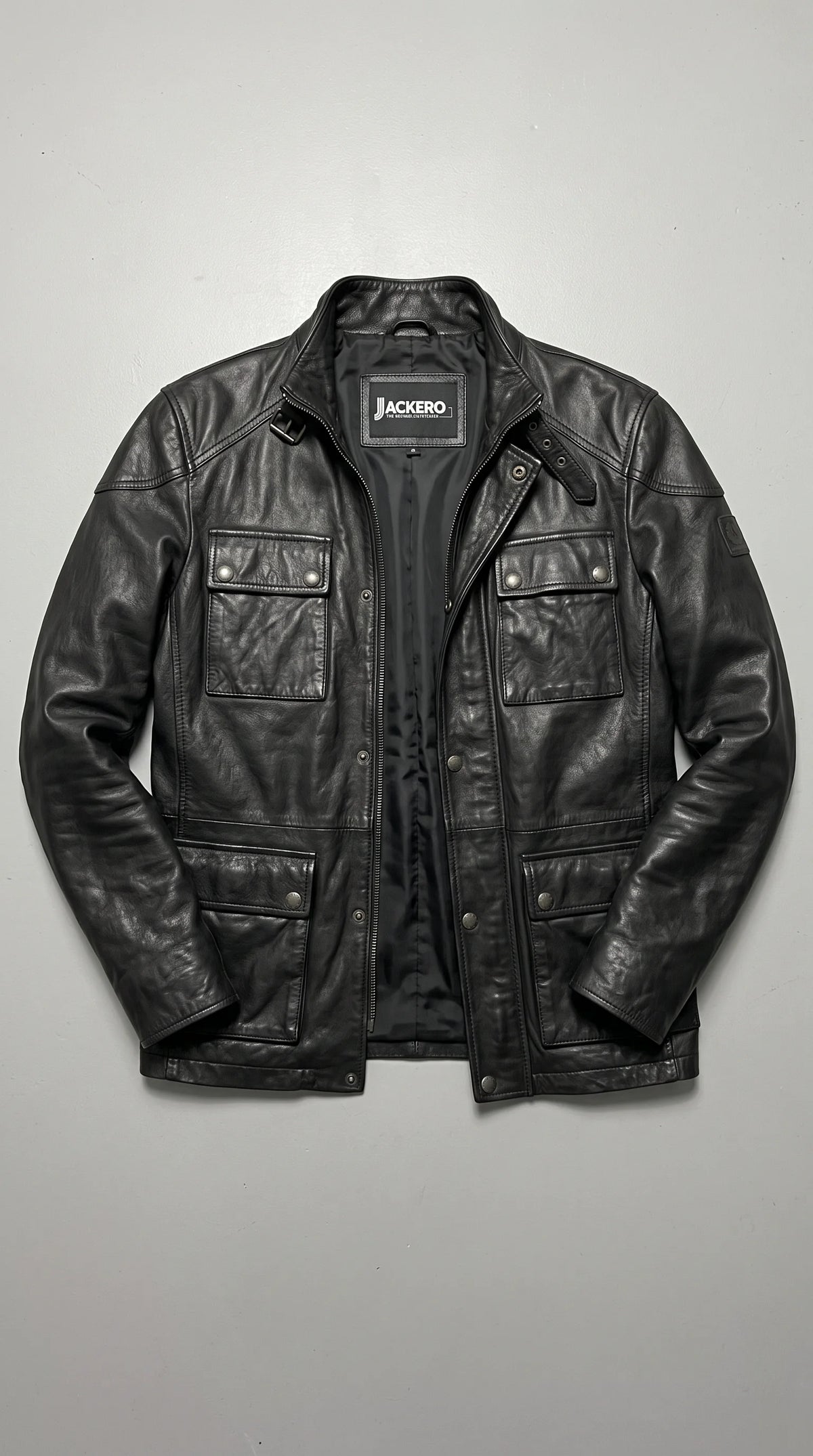 BLACK LEATHER FIELD JACKET
