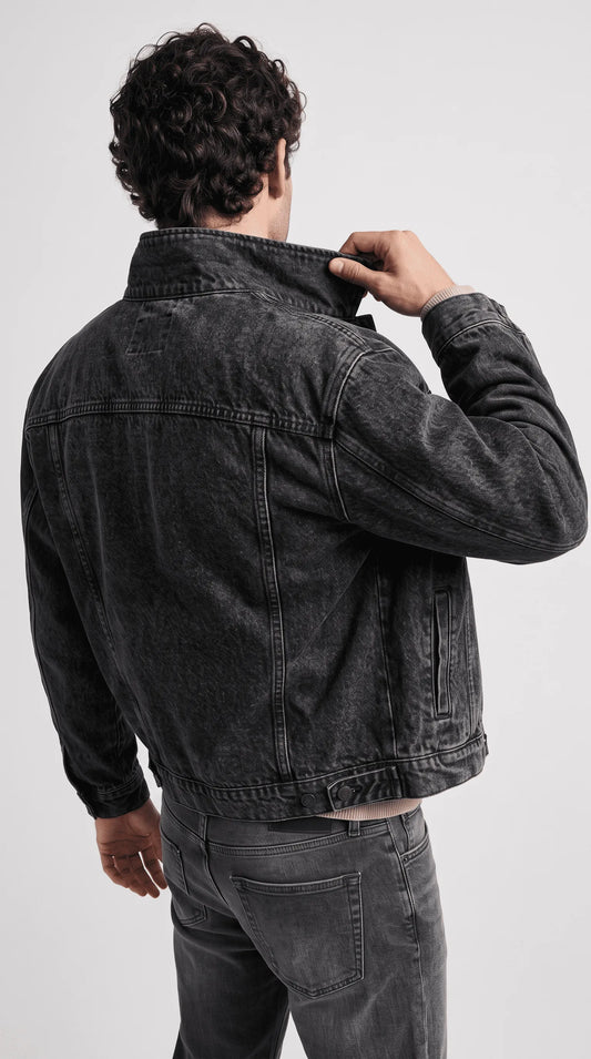 FADED CHARCOAL WASHED DENIM JACKET