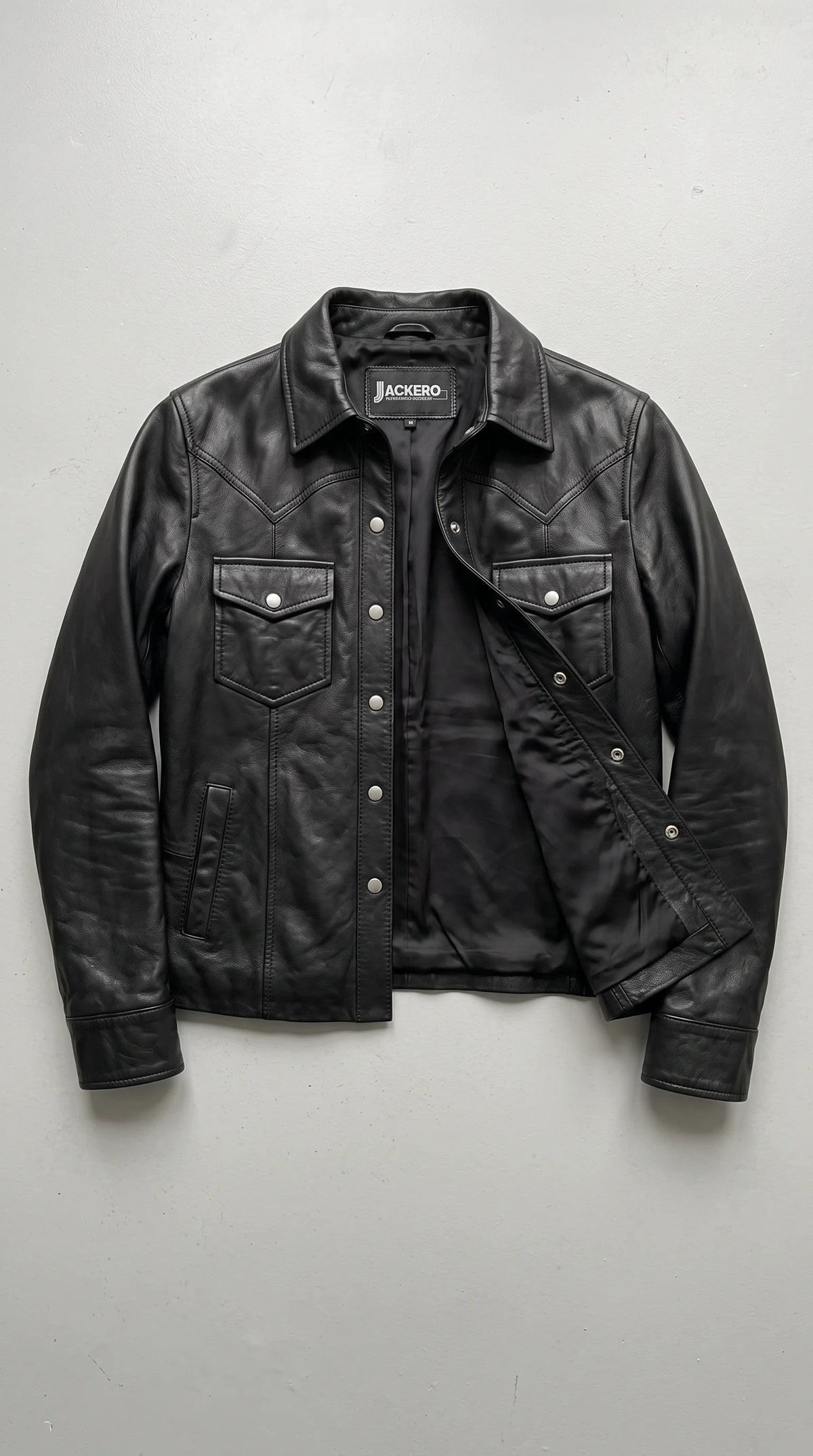 PREMIUM BLACK LEATHER TRUCKER JACKET