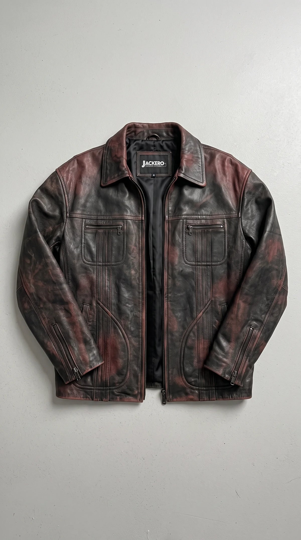 PREMIUM DISTRESSED BLACK LEATHER TRUCKER JACKET