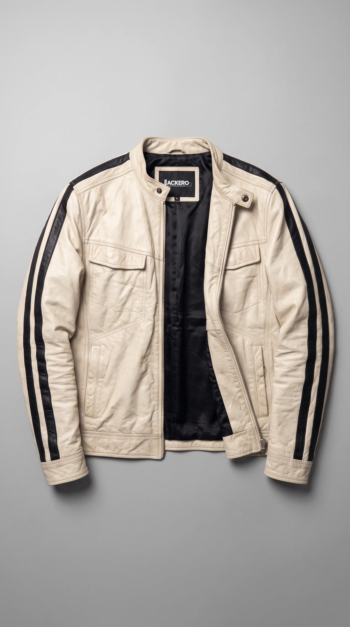 OFF-WHITE CAFE RACER LEATHER BIKER JACKET