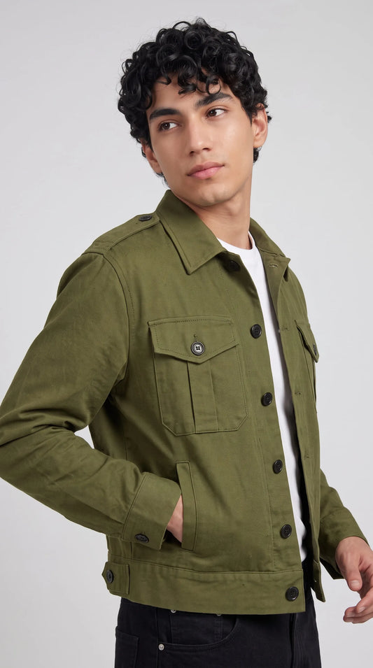 OLIVE GREEN COTTON JACKET