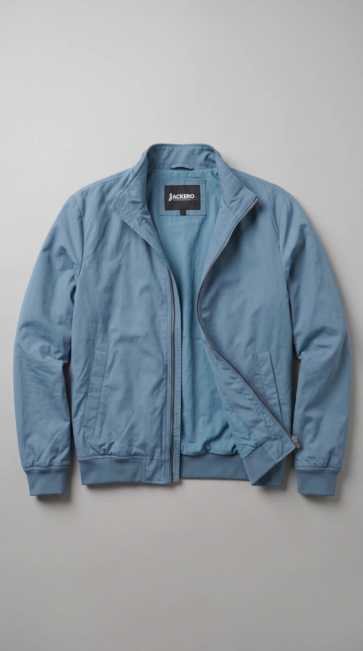 CYAN SILK-COTTON BOMBER JACKET
