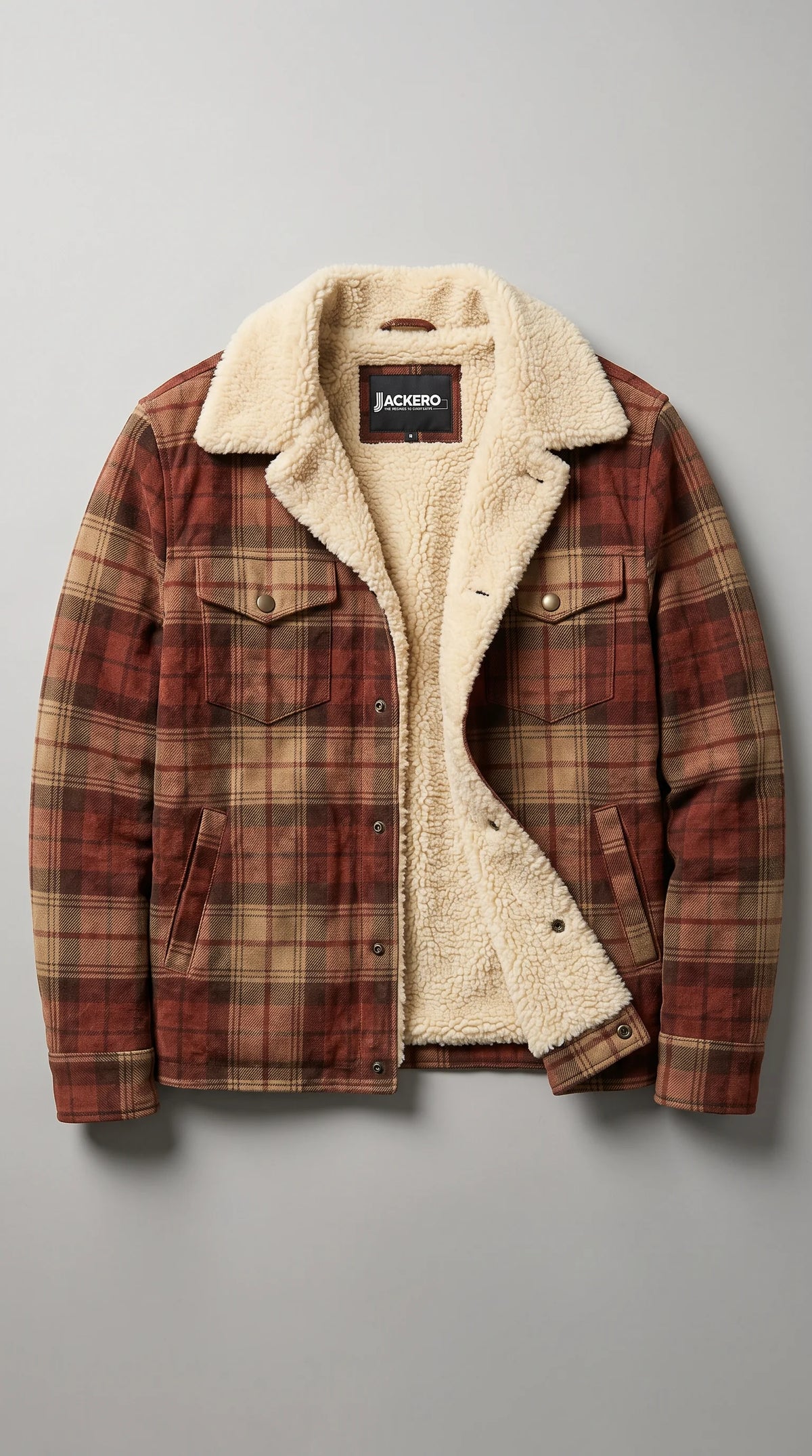 FLANNEL CHECKED SHEARLING JACKET