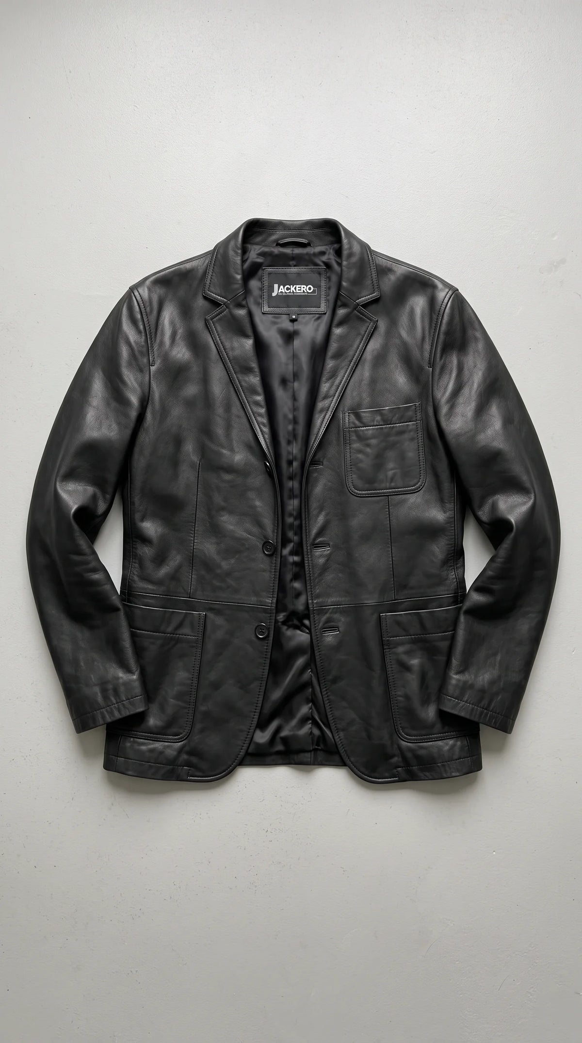 BLACK LEATHER BLAZER