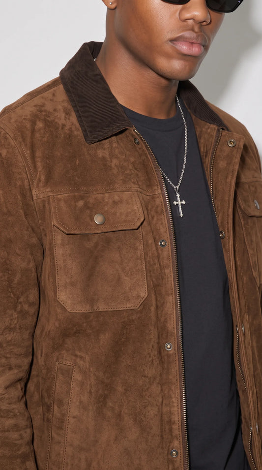 DARK CHOCOLATE BROWN SUEDE JACKET