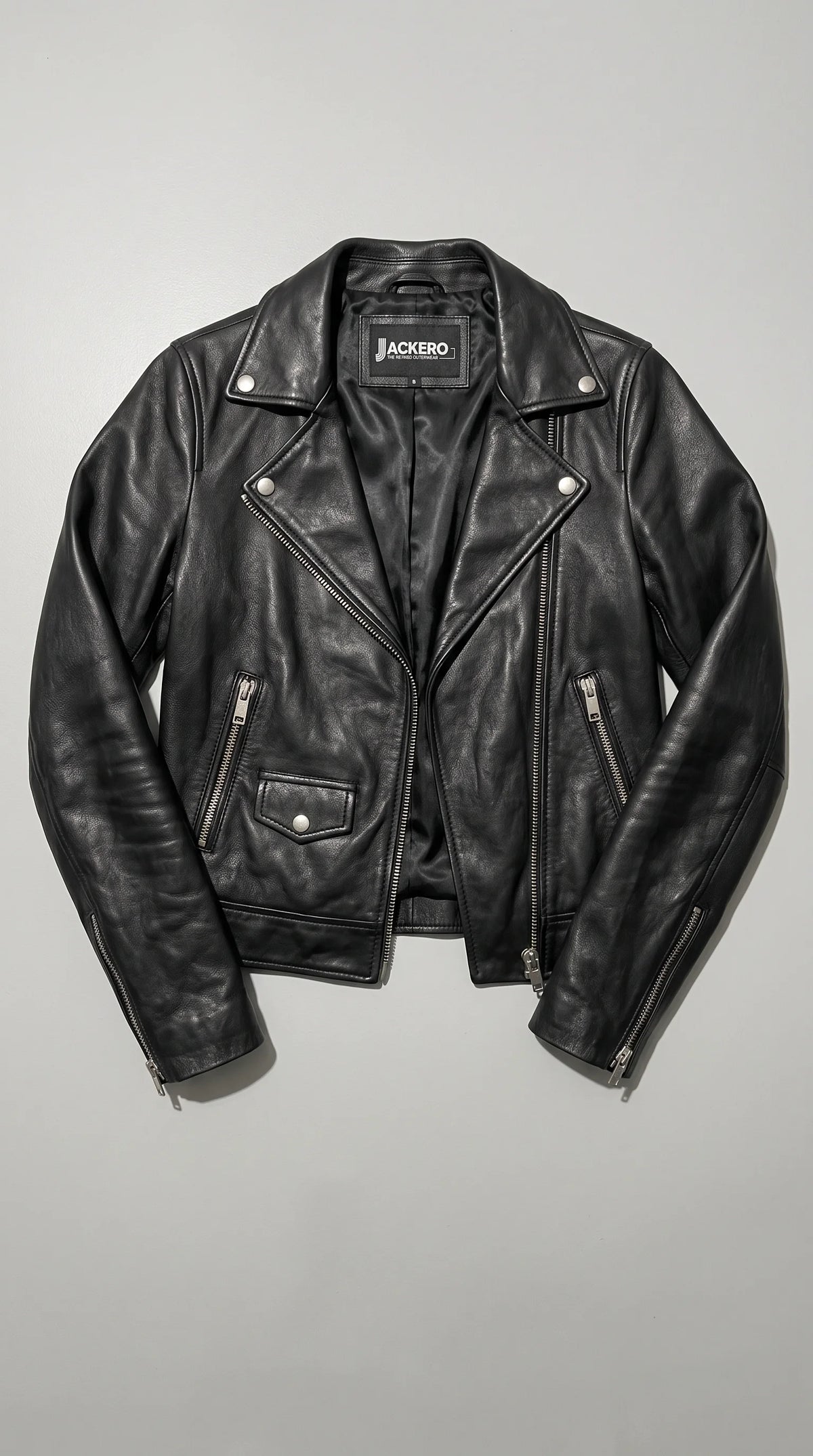 BLACK LEATHER BIKER JACKET