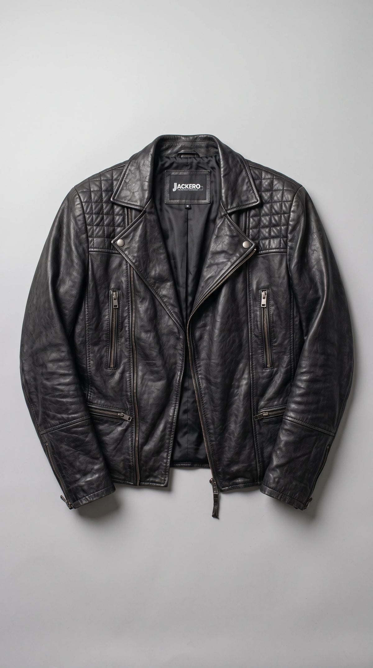 BLACK LEATHER MOTO JACKET