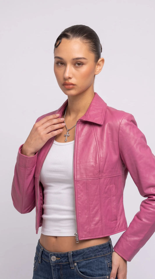 PINK LEATHER JACKET