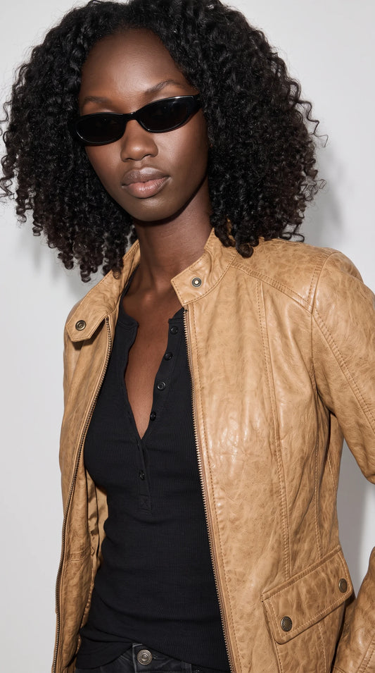 LIGHT BROWN LEATHER JACKET