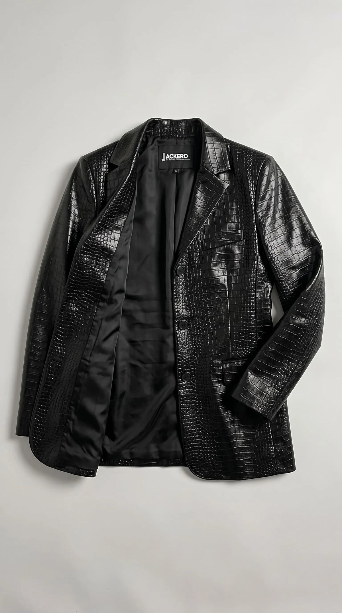 BLACK CROCODILE LEATHER WOMEN BLAZER
