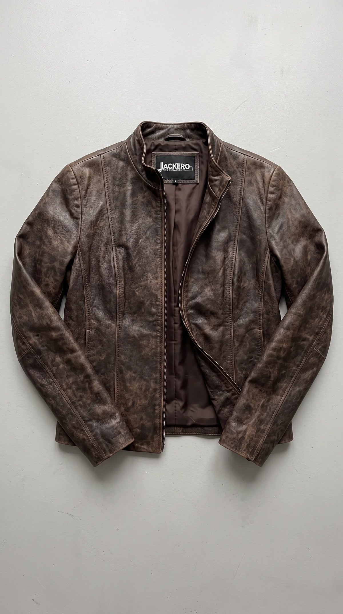PREMIUM DARK BROWN DISTRESSED LEATHER JACKET