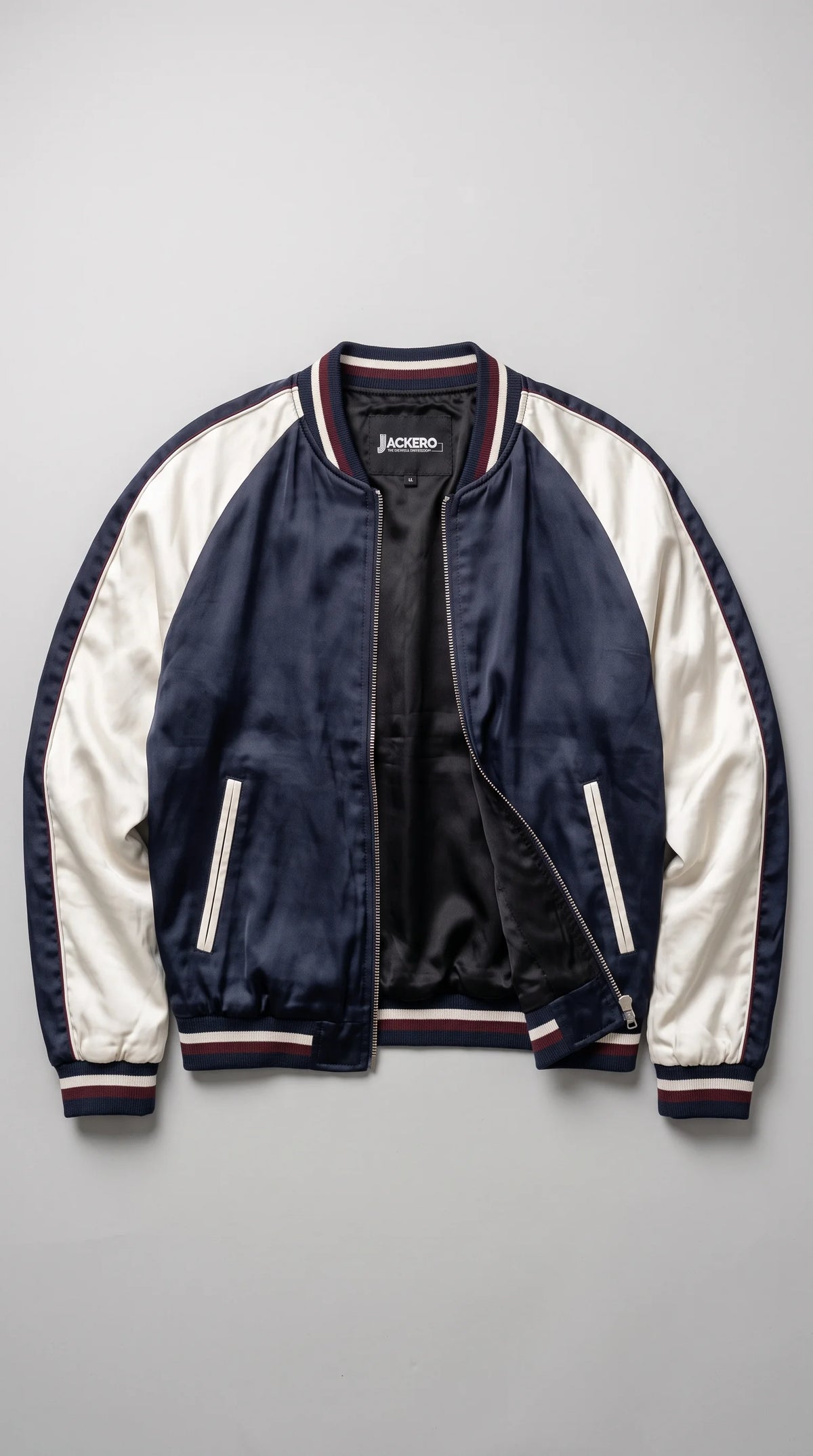 DARK NAVY BLUE STRIPED SILK-COTTON JACKET