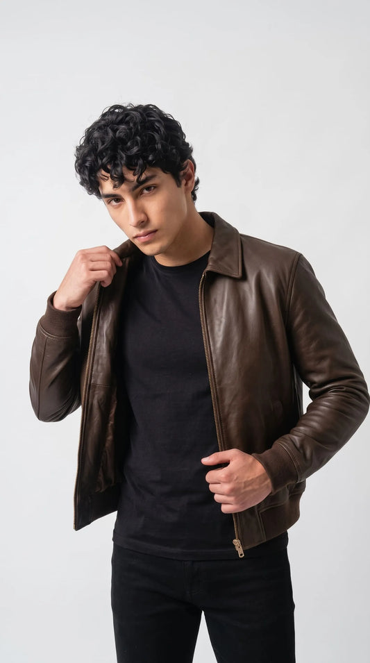 DARK CHOCOLATE BROWN LEATHER JACKET