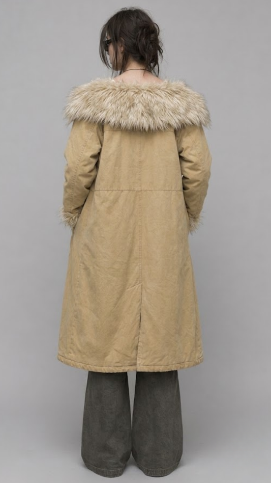 LIGHT YELLOW COTTON LONG OVER-COAT