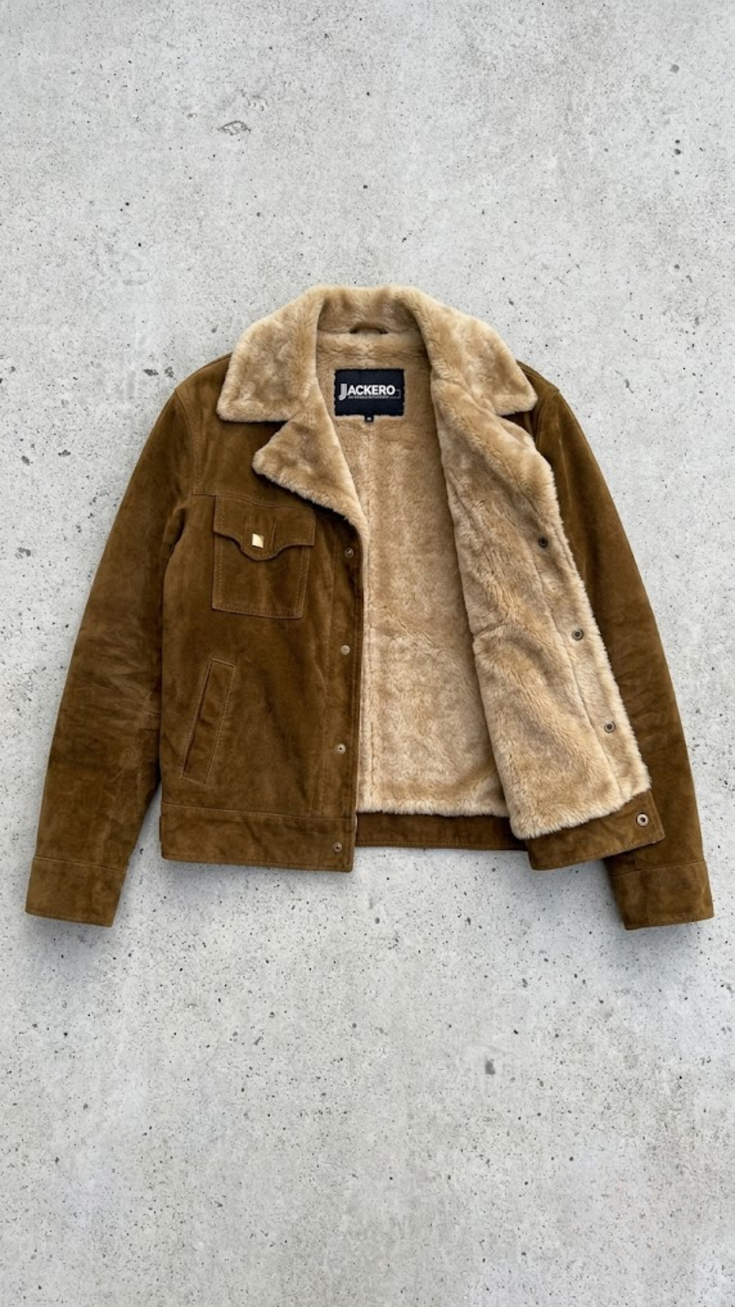 DARK MUSTARD SUEDE WESTERN JACKET WITH FUR