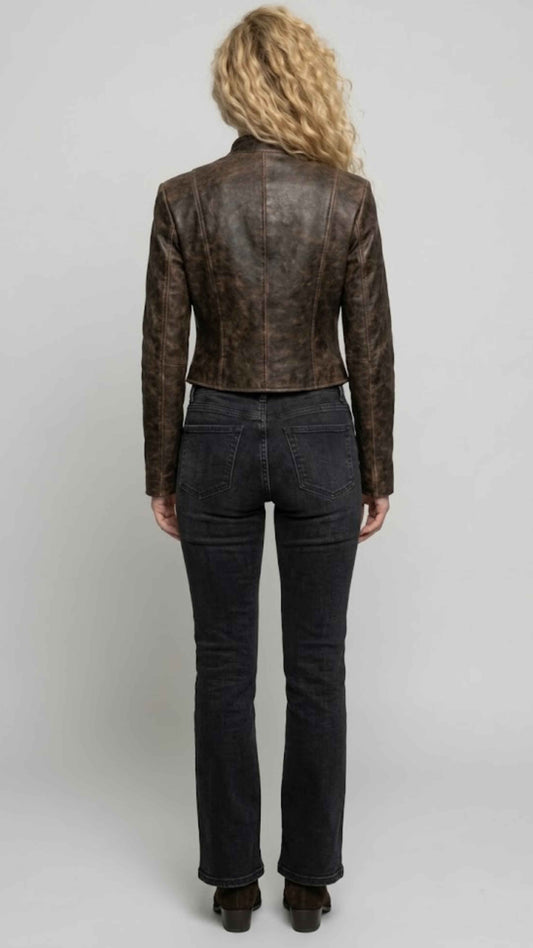 PREMIUM DARK BROWN DISTRESSED LEATHER JACKET
