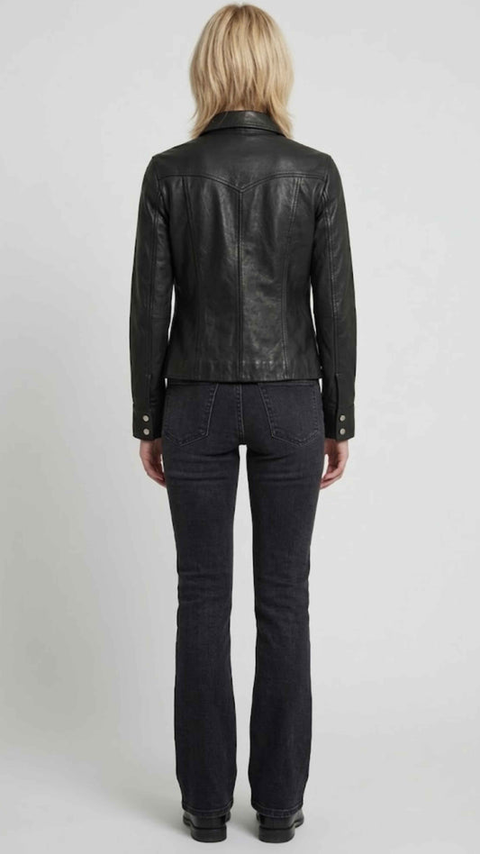 PREMIUM BLACK LEATHER TRUCKER JACKET