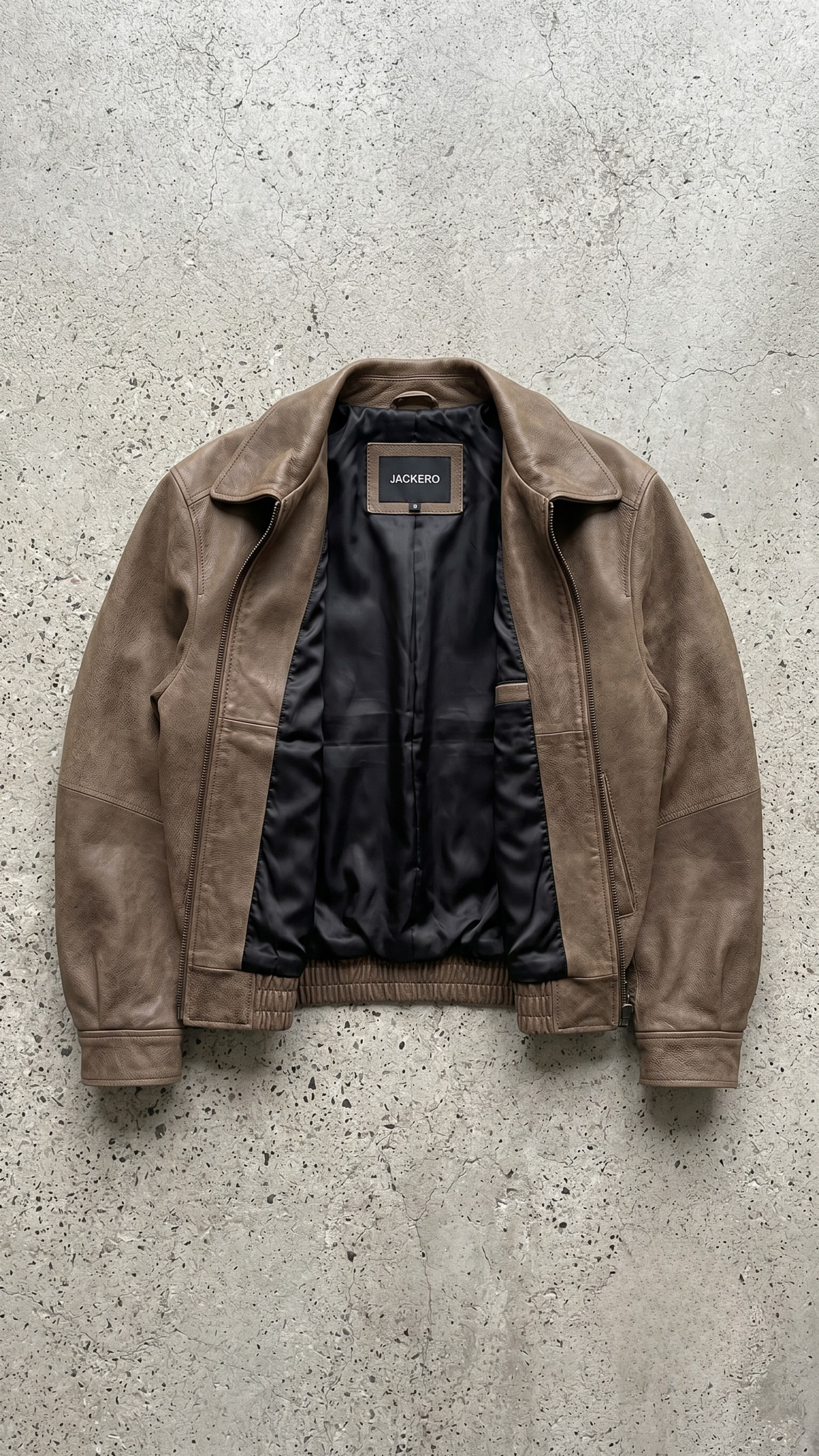 Jackero handcrafted luxury men's tan leather jacket, perfect for versatile lightweight winter and autumn wardrobe layering.
