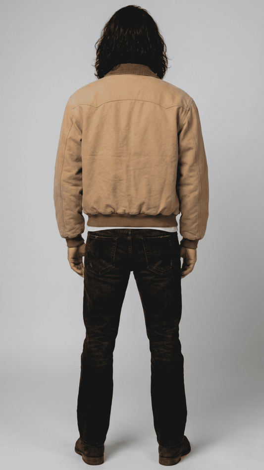 Regular fit light brown soft cotton jacket with functional side pockets, designed for all-day comfort and mobility.