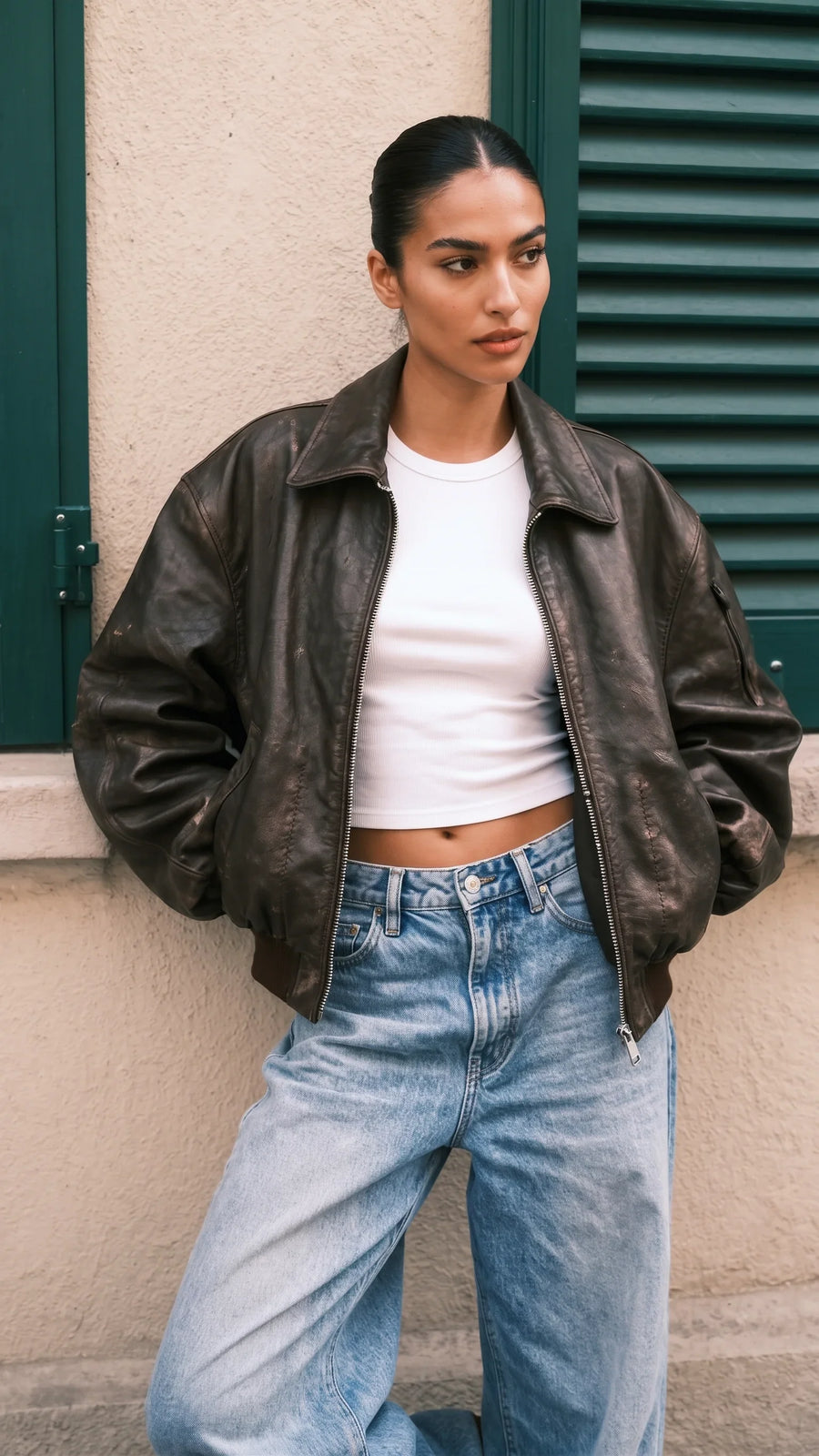 WOMEN'S BOMBER LEATHER JACKET