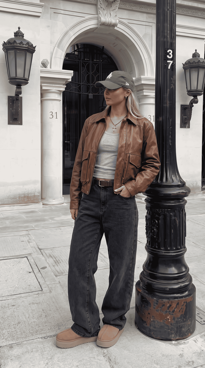 WOMEN'S BOMBER LEATHER JACKET