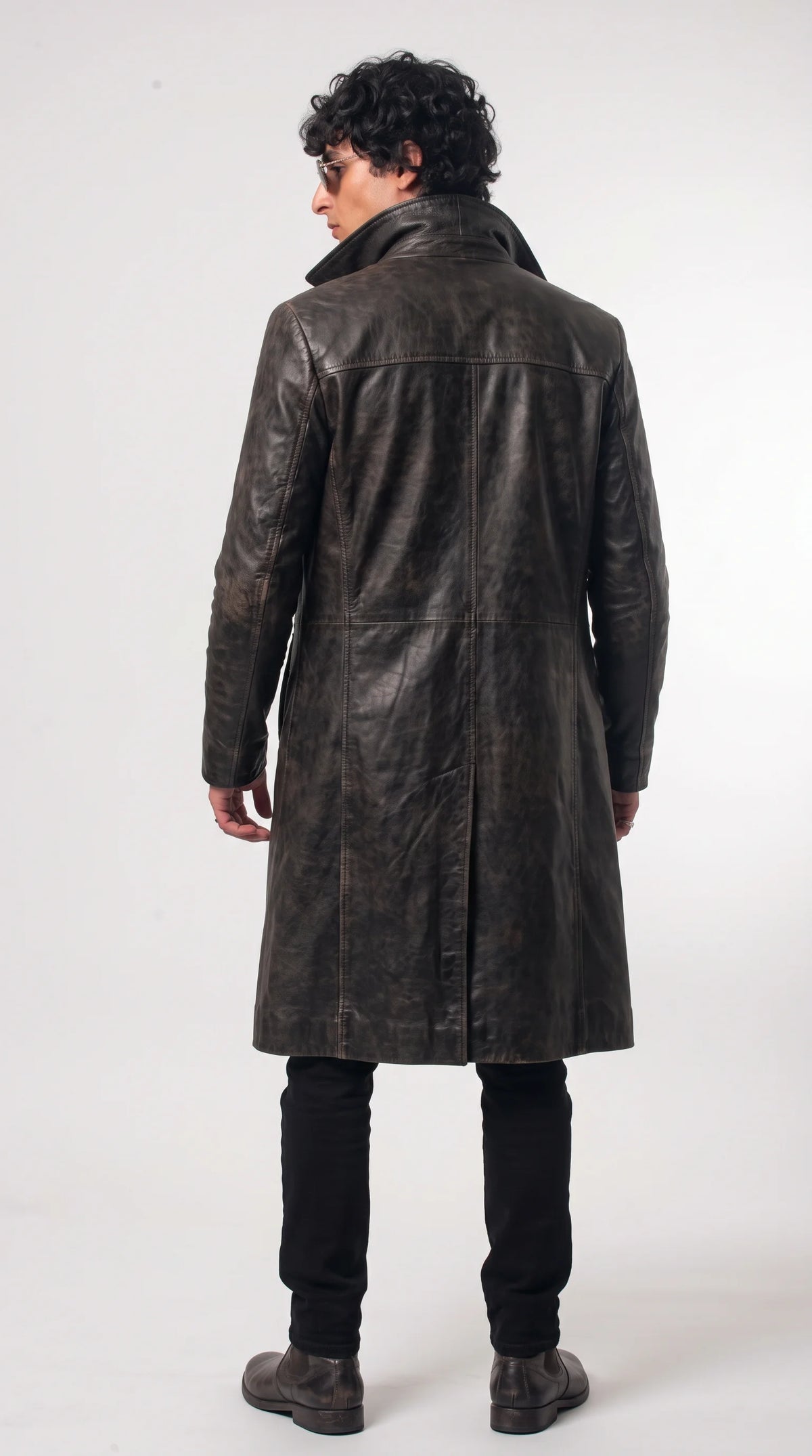 DARK CHOCOLATE BROWN LEATHER TRENCH COAT
