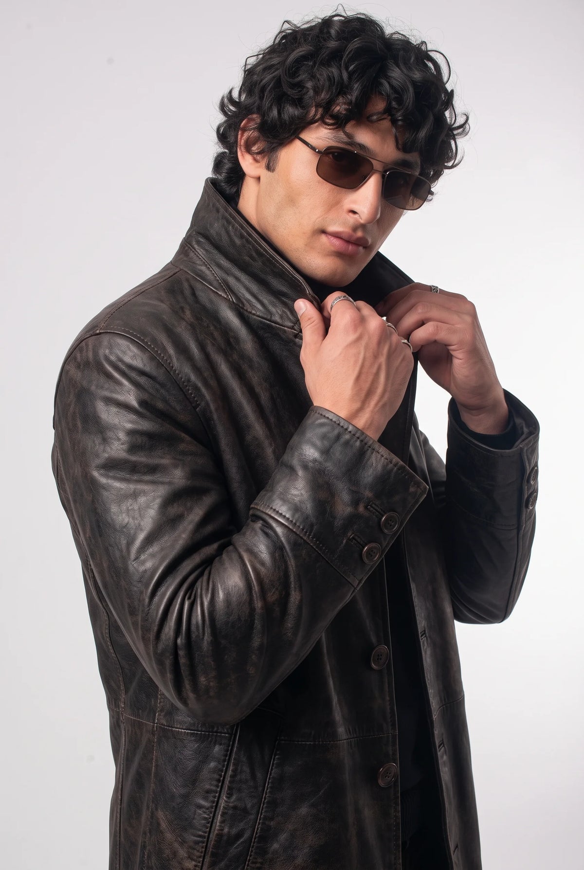 DARK CHOCOLATE BROWN LEATHER TRENCH COAT