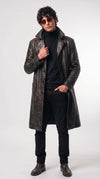 DARK CHOCOLATE BROWN LEATHER TRENCH COAT
