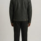 BLACK LEATHER TRUCKER JACKET WITH CREAM SHEARLING COLLAR