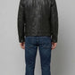 BLACK LEATHER TRUCKER JACKET