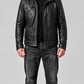 BLACK LEATHER JACKET WITH HOOD