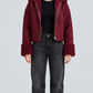 DARK MAROON SUEDE AVIATOR JACKET WITH SHEARLING