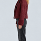 DARK MAROON SUEDE AVIATOR JACKET WITH SHEARLING