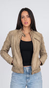 LIGHT BEIGE LEATHER JACKET
