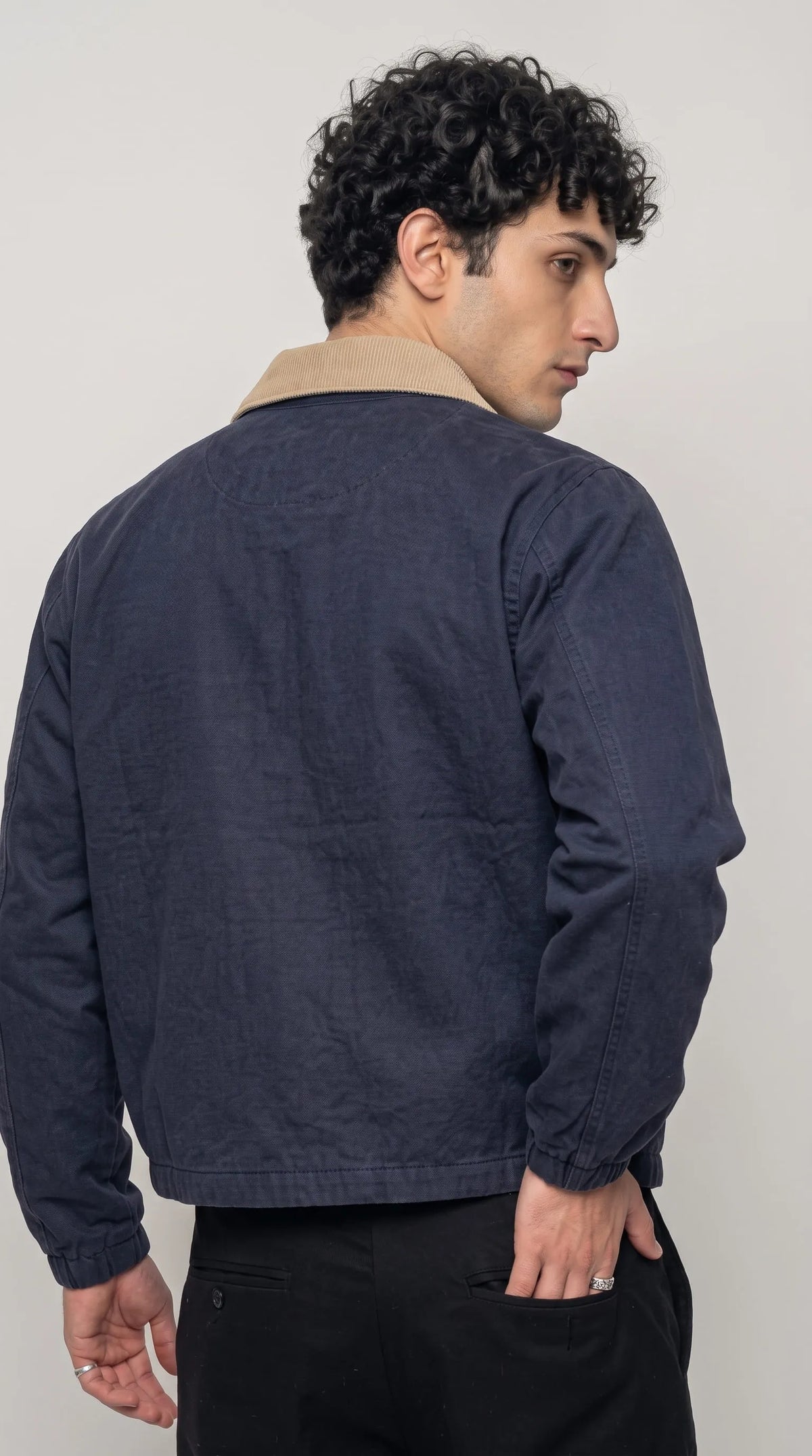 DARK NAVY BLUE COTTON COACH JACKET