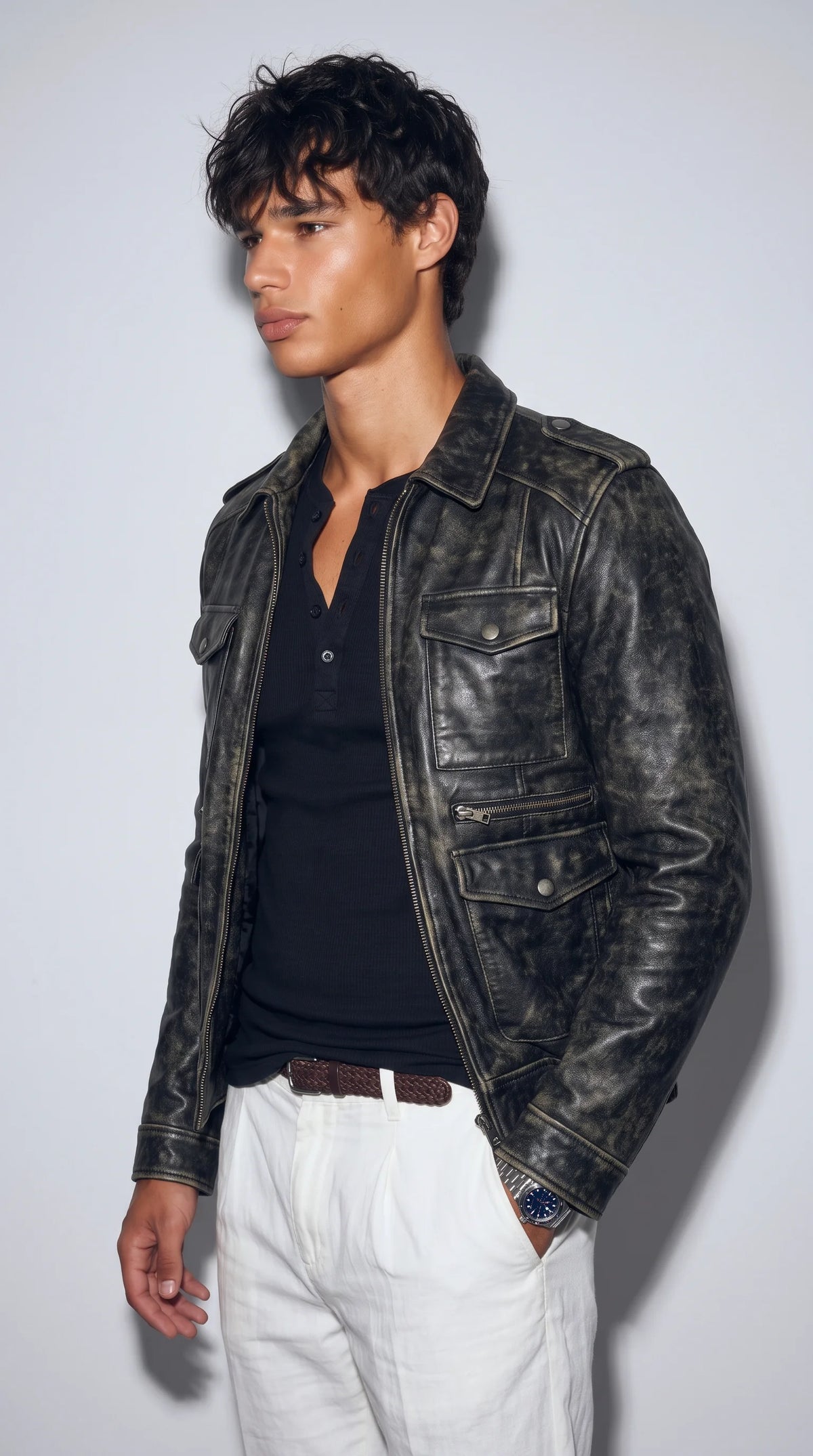 PREMIUM BLACK LEATHER CAFE RACER JACKET