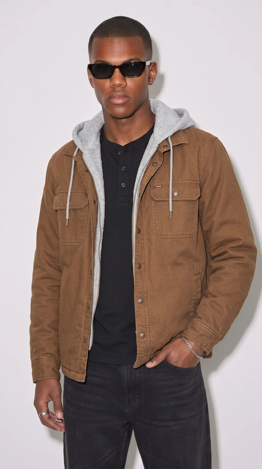 DARK TAN WORK-WEAR HOODED JACKET