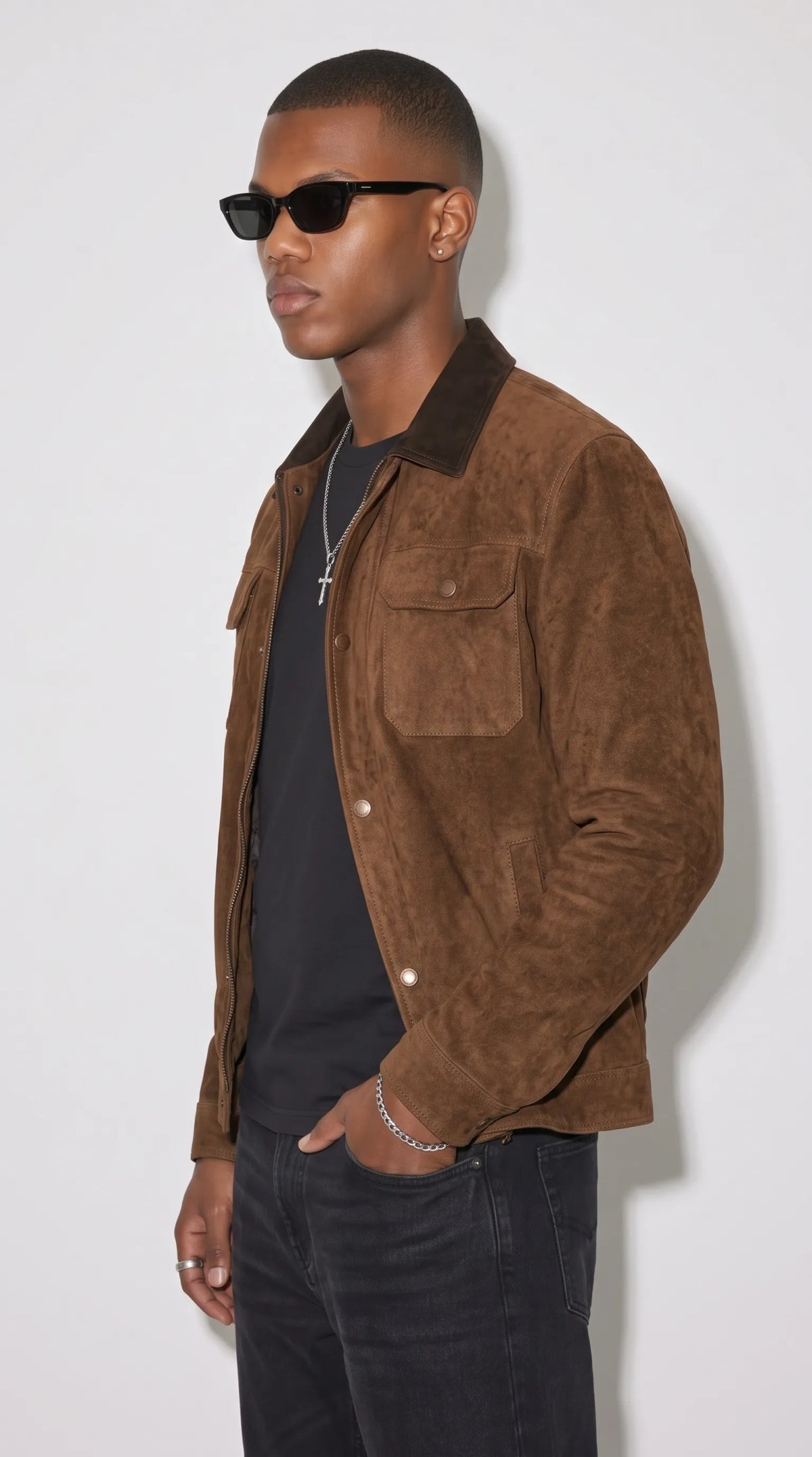 DARK CHOCOLATE BROWN SUEDE JACKET