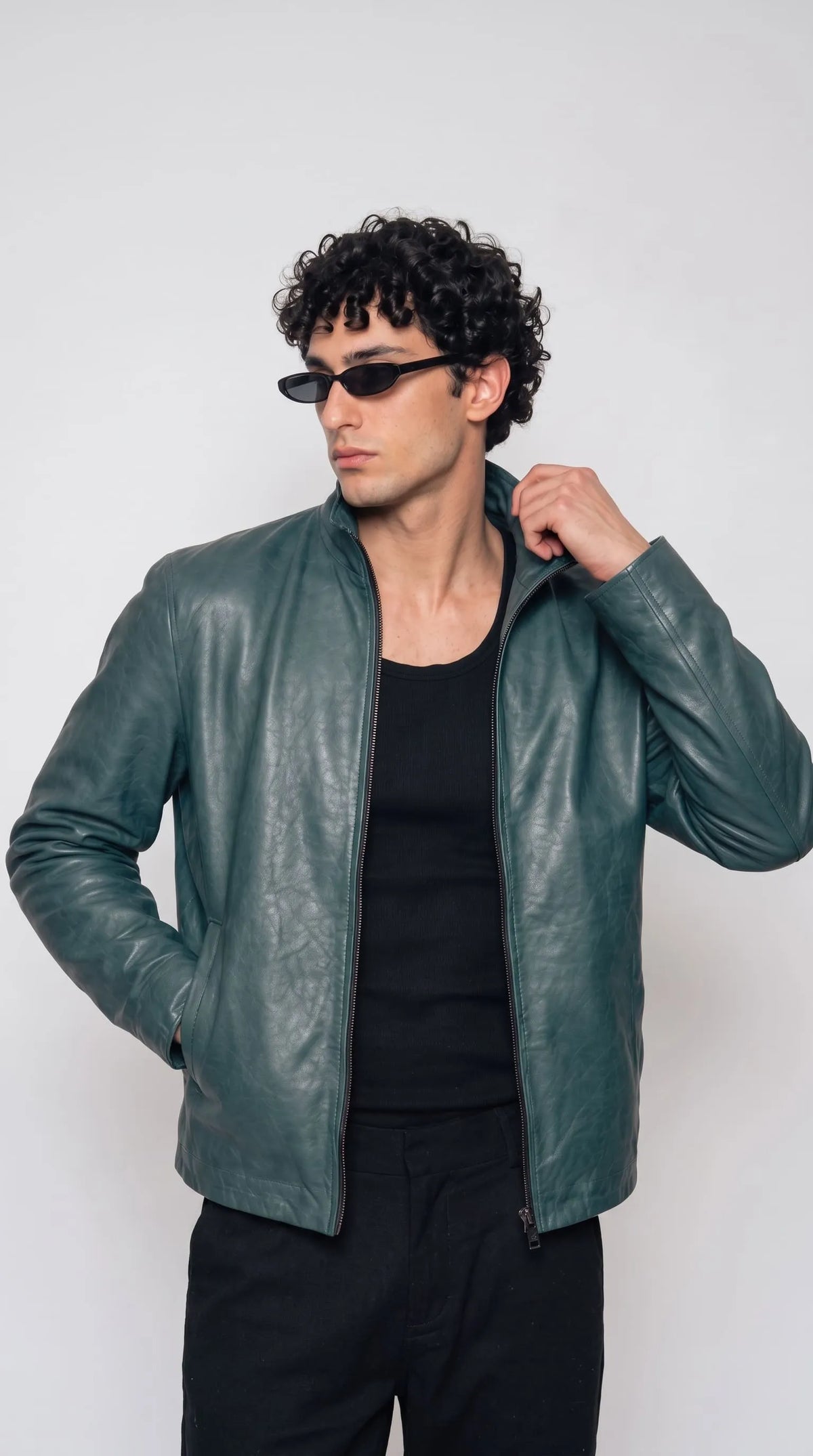 DARK CYAN LEATHER JACKET