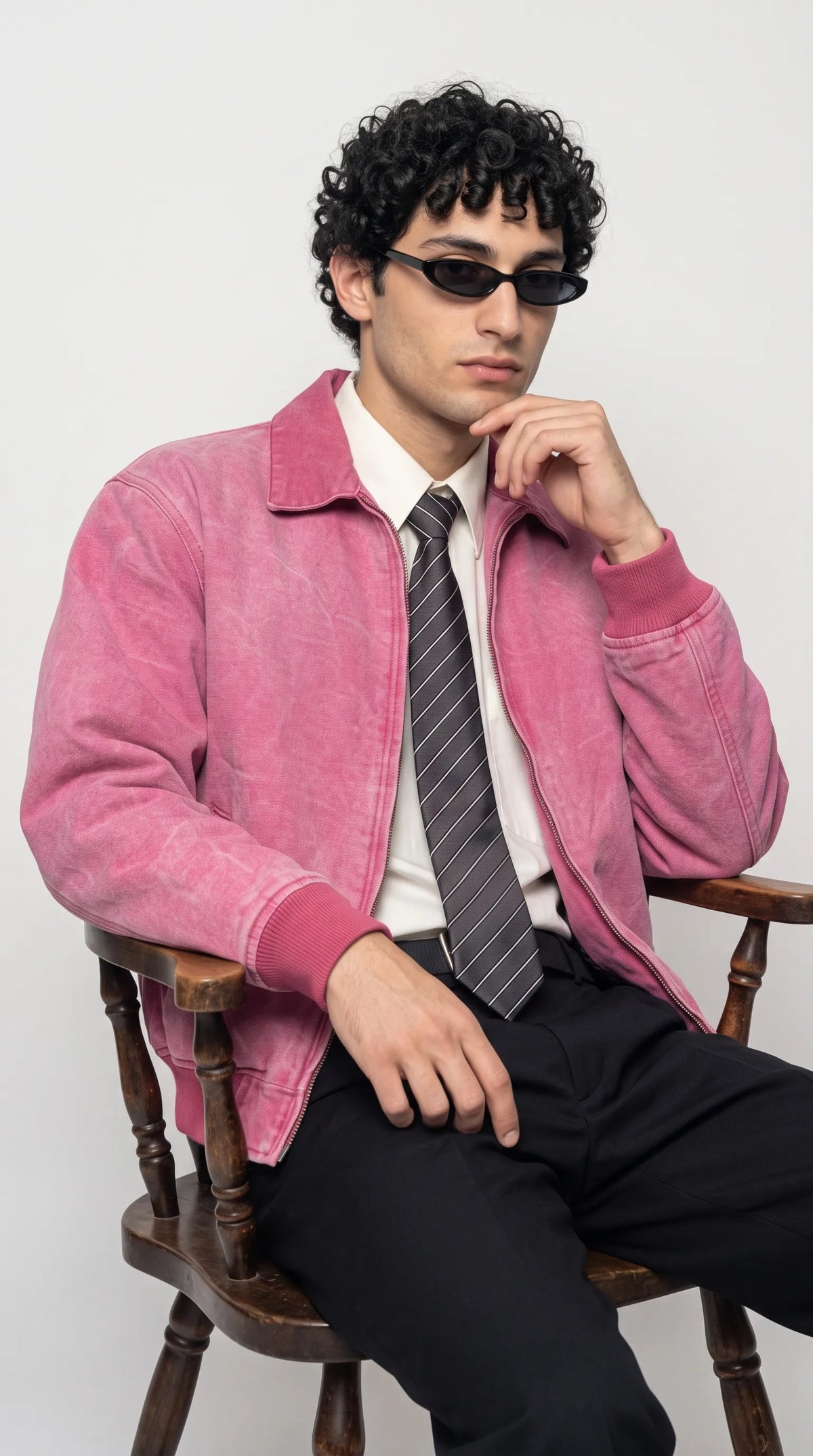 LIGHT PINK SUEDE BOMBER JACKET