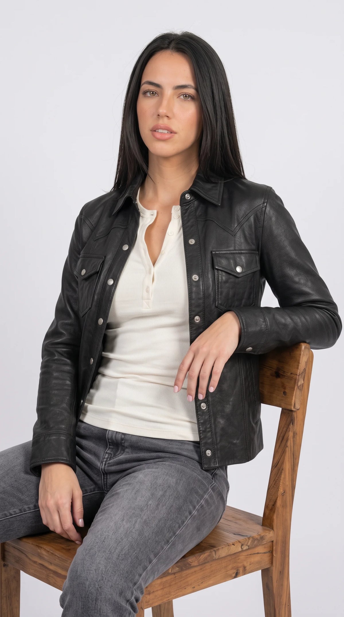 PREMIUM BLACK LEATHER TRUCKER JACKET