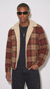 FLANNEL CHECKED SHEARLING JACKET