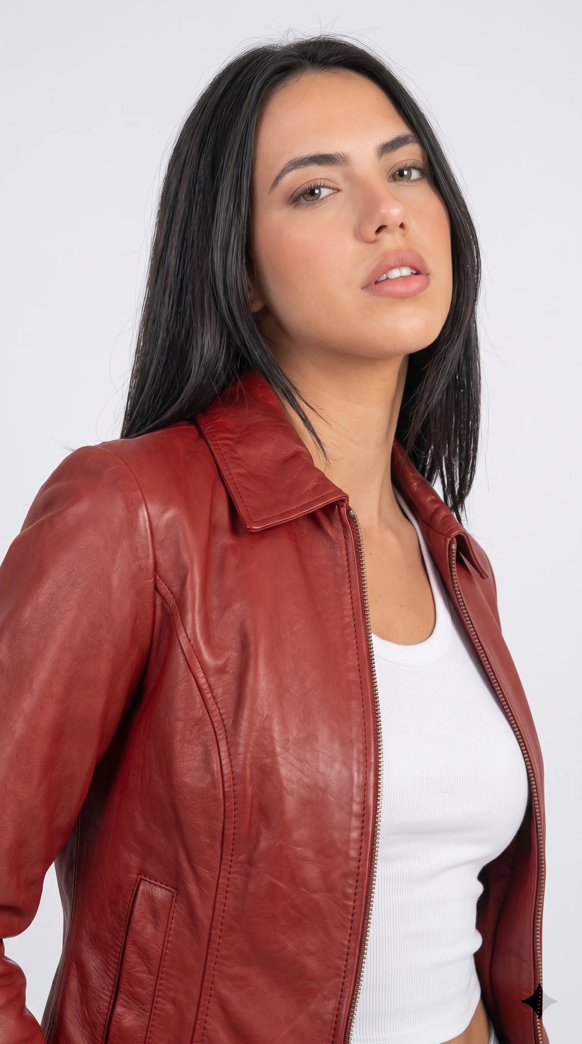 RED LEATHER CAFE RACER JACKET