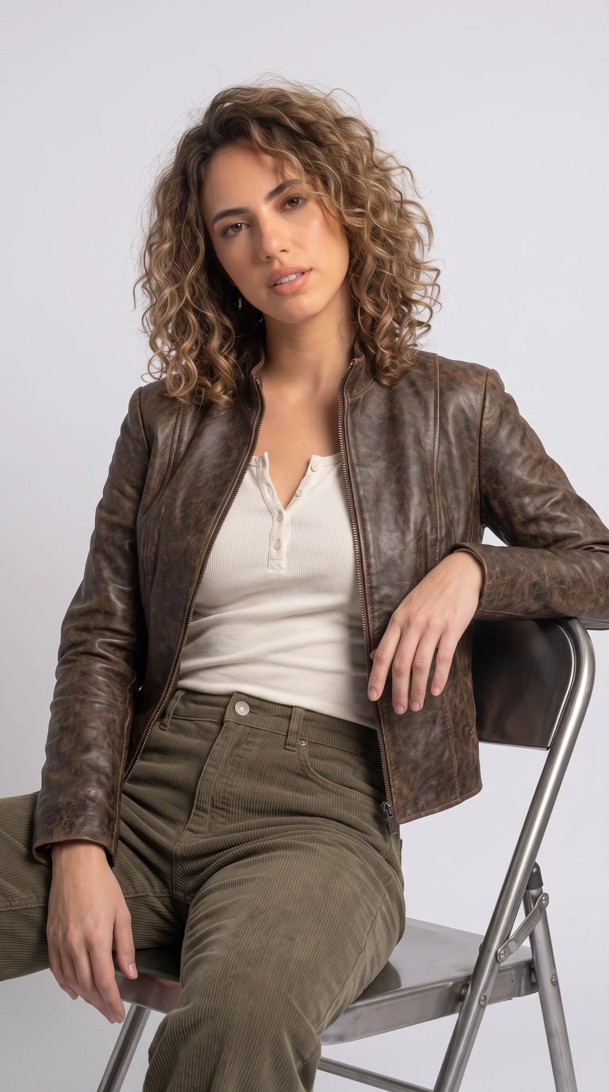 PREMIUM DARK BROWN DISTRESSED LEATHER JACKET