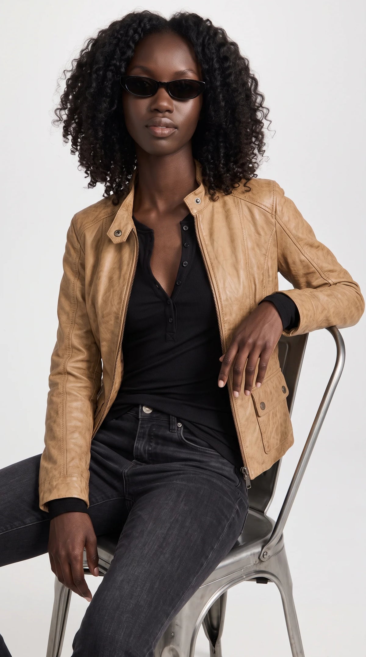 LIGHT BROWN LEATHER JACKET