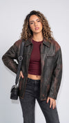 PREMIUM DISTRESSED BLACK LEATHER TRUCKER JACKET