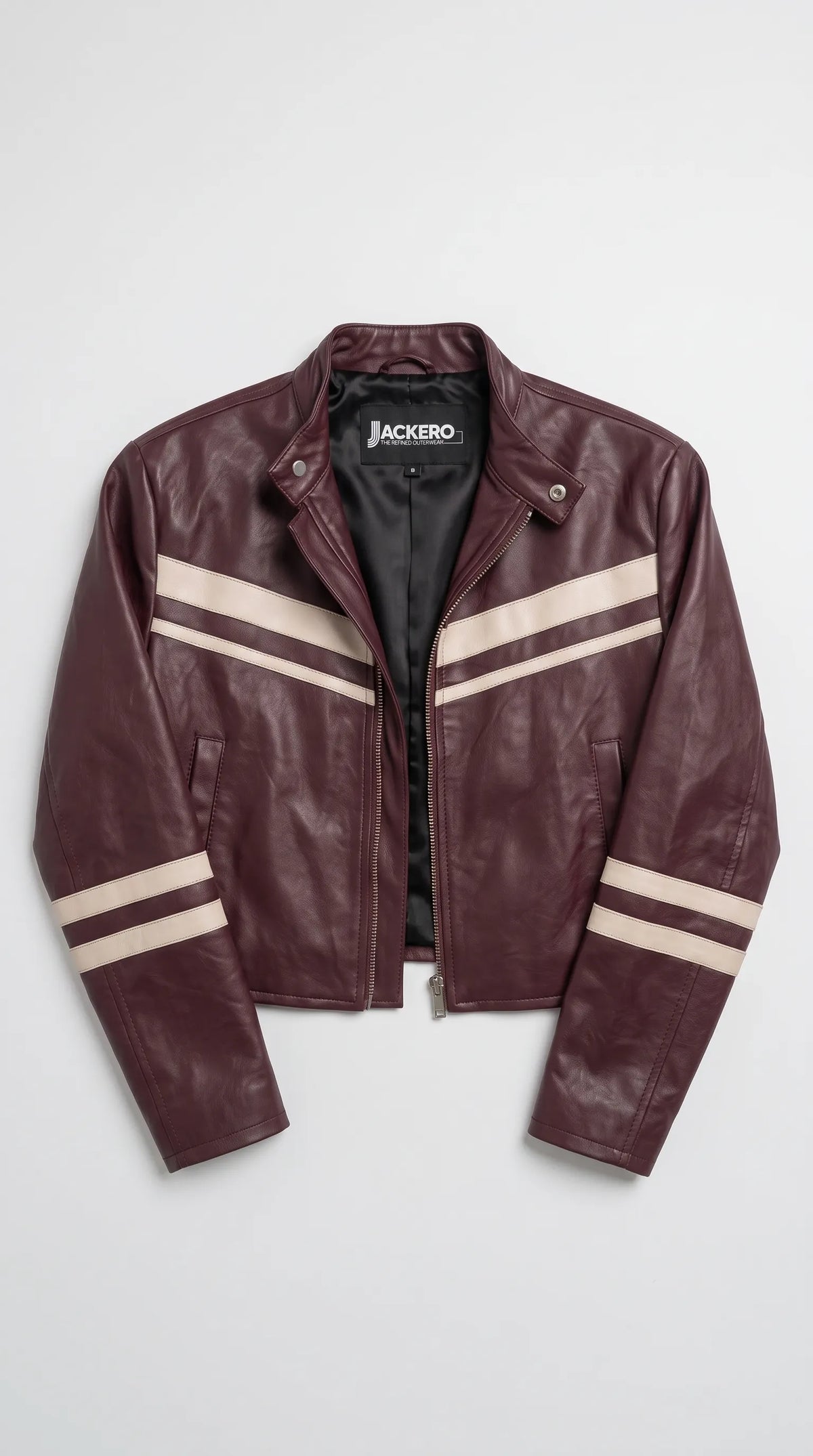 DARK BURGUNDY CAFE RACER LEATHER JACKET