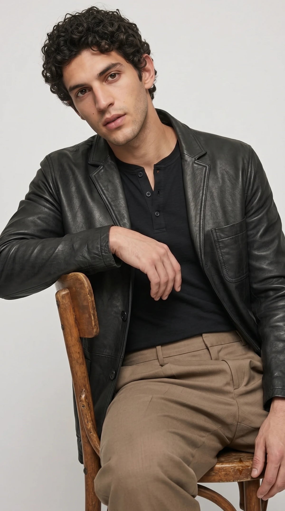 BLACK LEATHER BLAZER